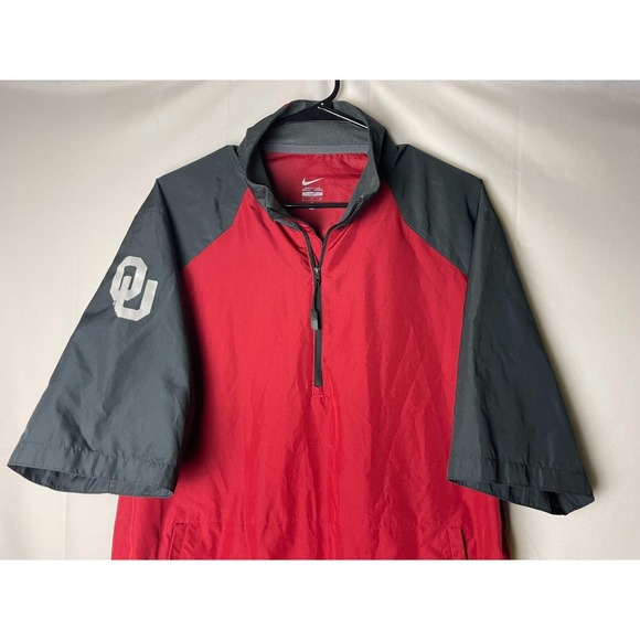 Nike Oklahoma Sooners Men's 1/2 Zip Short Sleeve Jacket Red Gray Size Small - Picture 3 of 8